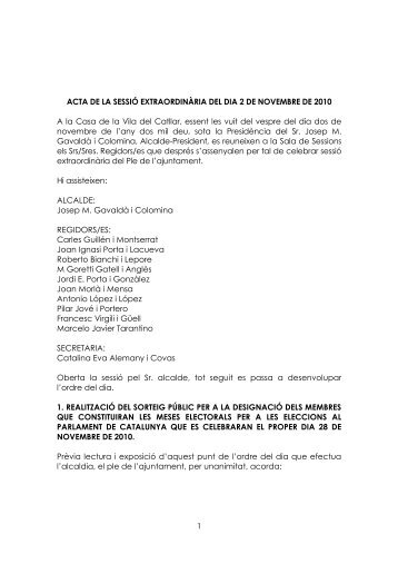 Descarrega l'acta de la sessió - Ajuntament del Catllar