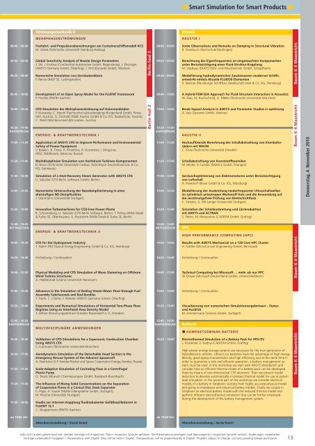 Programm ANSYS CONFERENCE & 28. CADFEM USERS' MEETING