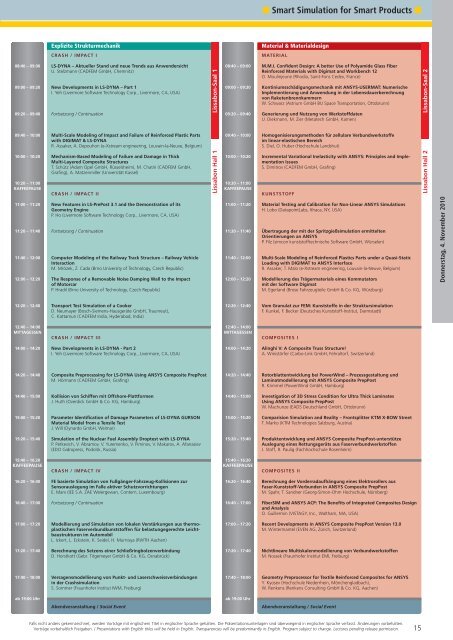 Programm ANSYS CONFERENCE & 28. CADFEM USERS' MEETING