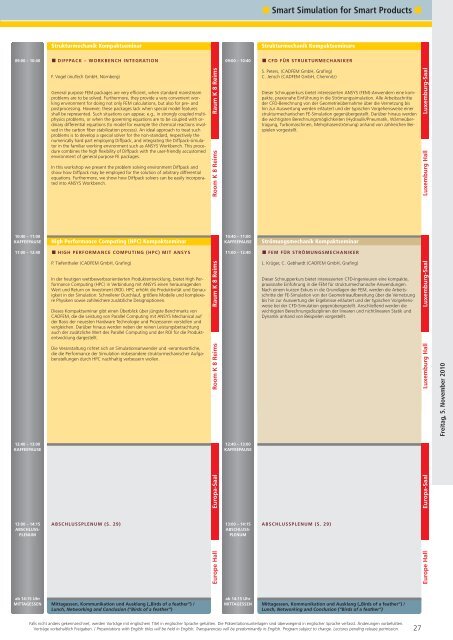 Programm ANSYS CONFERENCE & 28. CADFEM USERS' MEETING