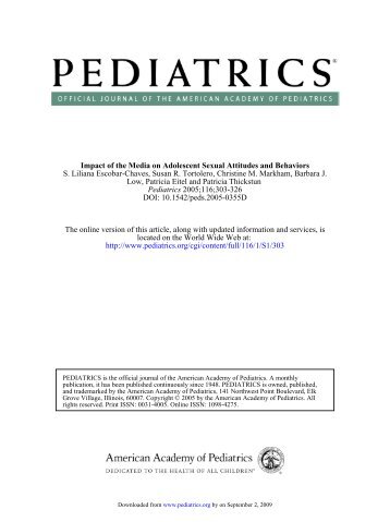 Impact of the Media on Adolescent Sexual Attitudes and Behaviors.