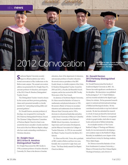 Fall 2012 - Southwest Baptist University