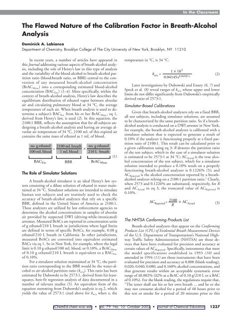 The Flawed Nature of the Calibration Factor in Breath-Alcohol Analysis