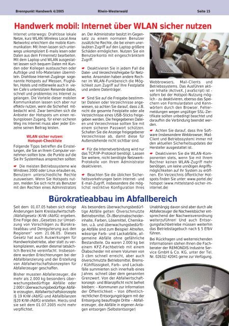 Magazin der Kreishandwerkerschaft Rhein-Westerwald