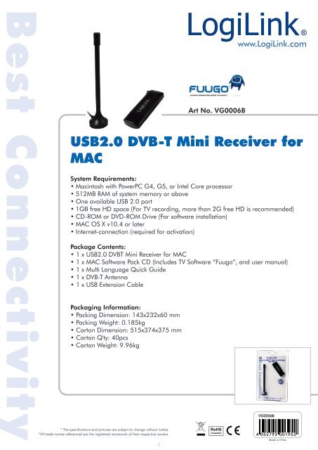 USB2.0 DVB-T Mini Receiver for MAC