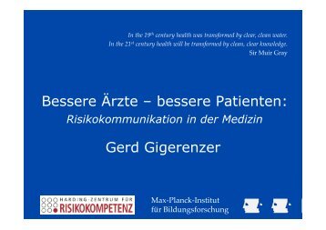 Bessere Ãrzte â bessere Patienten: Gerd Gigerenzer - DAGStat