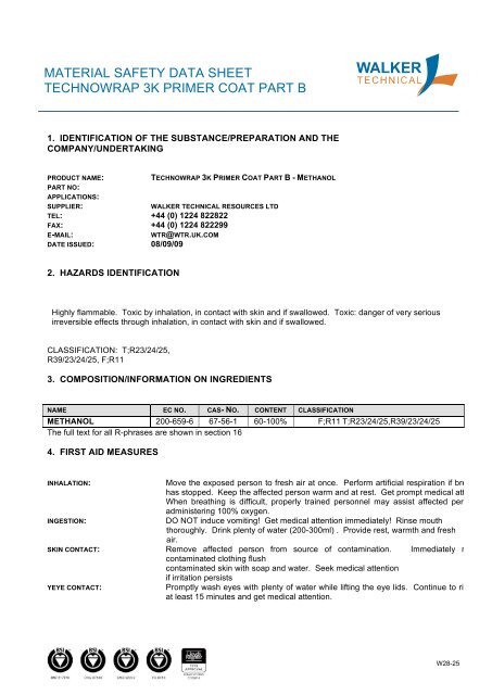 material safety data sheet technowrap 3k primer ... - PT. Harimau Putih