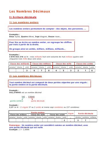 6e - Les Nombres DÃ©cimaux - Parfenoff . org