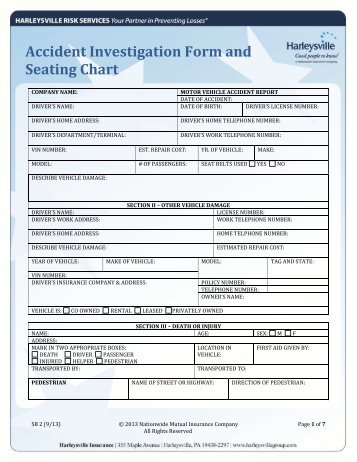 School Bus Accident Investigation Form and Seating Chart