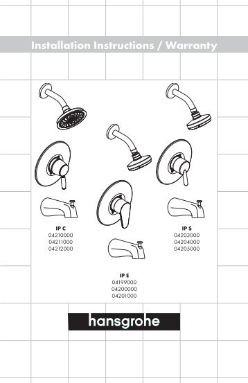 Installation Instructions / Warranty - Hansgrohe US