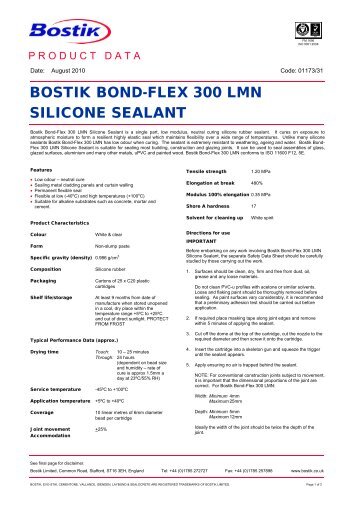 BOSTIK BOND-FLEX 300 LMN SILICONE SEALANT - FineCal