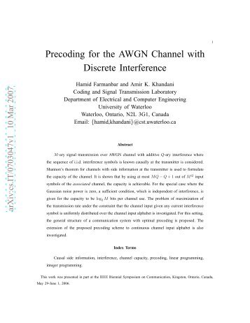 Precoding for the AWGN Channel with Discrete Interference - arXiv