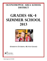 4K-4 Summer School Brochure - Oconomowoc Area School District