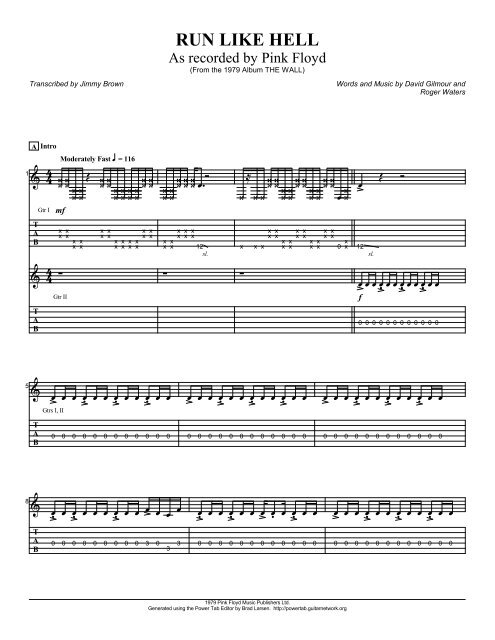 Pink Floyd &quot;Run Like Hell&quot; - Guitar Alliance
