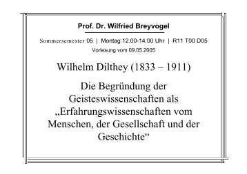 Wilhelm Dilthey - Prof. Dr. Wilfried Breyvogel, iR