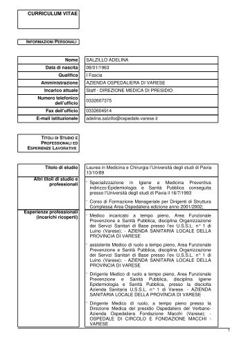 salzillo adelina - Ospedale di Circolo e Fondazione Macchi