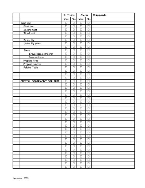 Equipment Checklist - Troop 37