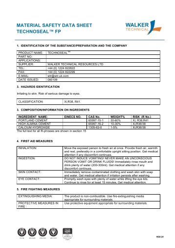 material safety data sheet technosealâ¢ fp - PT. Harimau Putih