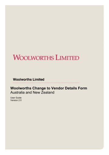 Woolworths Change to Vendor Details Form Australia ... - Countdown