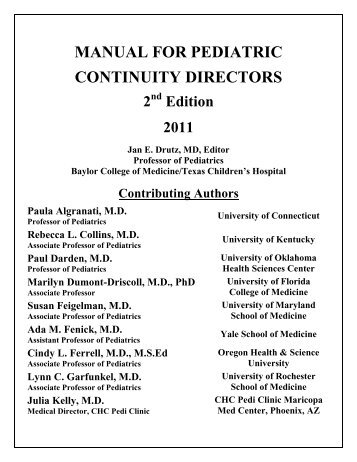 Continuity Clinic Manual - Academic Pediatric Association