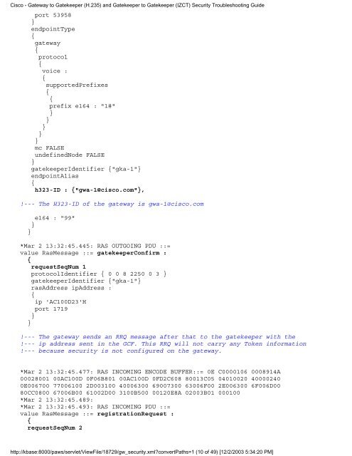 Cisco - Gateway to Gatekeeper (H.235) and ... - VOIP Information