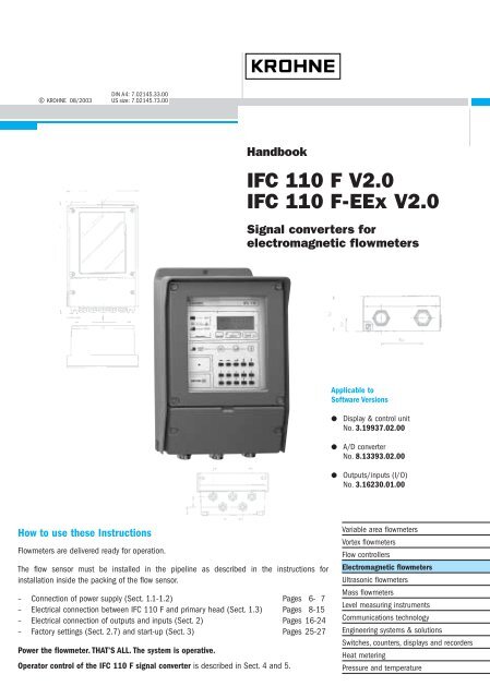 IFC 110 F V2.0 IFC 110 F-EEx V2.0 - Krohne