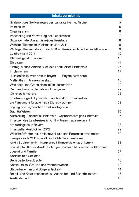 Jahresbericht 2011 - in Lichtenfels - Bayern