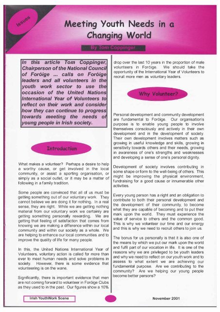 Issue 34: November 2001 - Youth Work Ireland