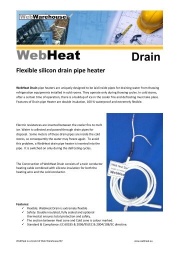 Flexible silicon drain pipe heater - WebHeat