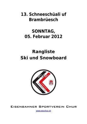 13. Schneeschüali uf Brambrüesch SONNTAG, 05 ... - ESV Chur