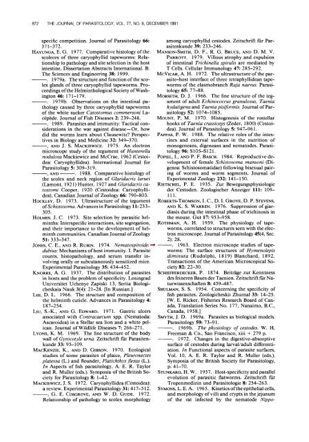 Morphological Adaptations of Intestinal Helminths