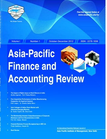 Asia-Pacific Finance and Accounting Review - Asia Pacific Institute ...