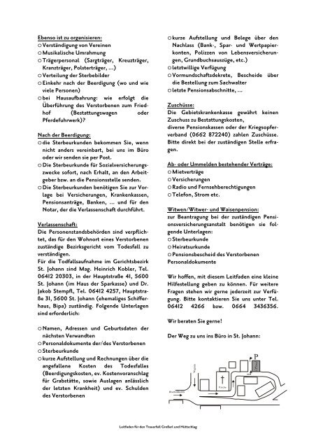 Informationsblatt fÃ¼r den Trauerfall - Bestattung Sterzl