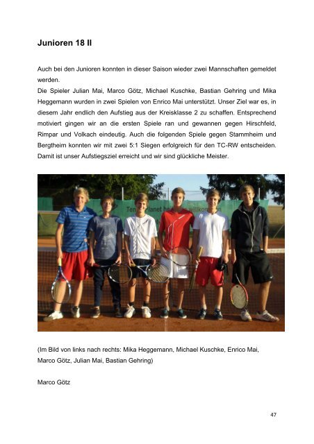 Clubzeitung 2011 - beim TC Gerolzhofen