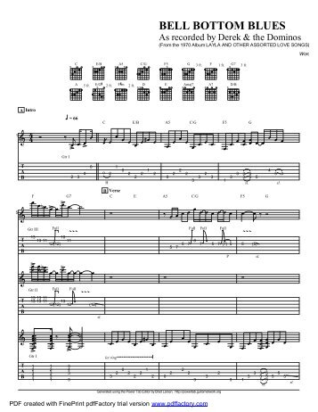 Complete Transcription To "Bell Bottom Blues" (PDF) - Guitar Alliance