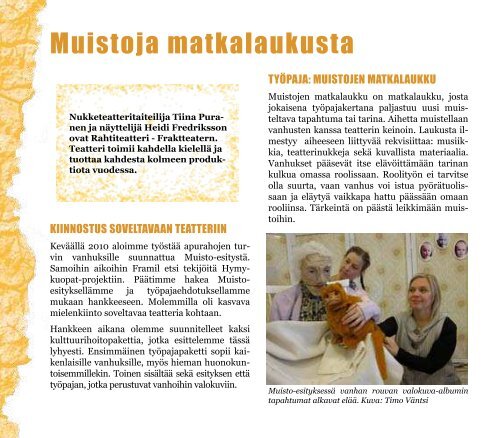 TeatterilÃ¤htÃ¶iset tyÃ¶menetelmÃ¤t vanhustyÃ¶ssÃ¤ - Salon kaupunki