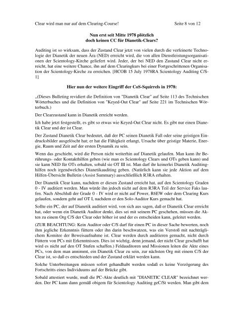 Freie Scientologen Dipl.-Ing. Andreas GroÃ, Hauptstr. 3a, D 54608 ...