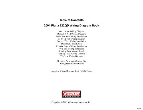 Complete Wiring Diagram Book - Winnebago Rialta Motor Home 2003 Nutone Three Wire Fan Wiring Diagram Yumpu