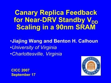 Canary Circuits Design - Robust Low Power VLSI - University of ...