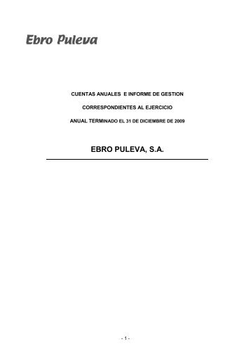 Cuentas Anuales Individuales e Informe de Gestión ... - Ebro Foods