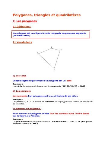 6e - Polygones, triangles et quadrilatÃ¨res - Parfenoff . org