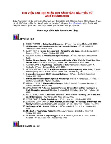 thÆ° viá»n cao há»c nháº­n Äá»£t sÃ¡ch táº·ng Äáº§u tiÃªn tá»« asia foundation
