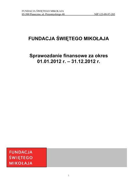 Sprawozdanie finansowano-merytoryczne 2012 - Fundacja ...
