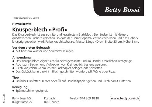 Knusperblech Profi - Betty Bossi