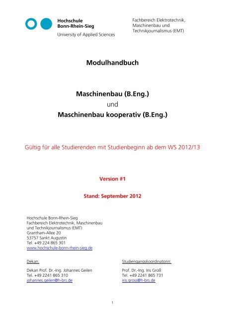 Modulhandbuch Maschinenbau (B.Eng.) - Fachbereich ...