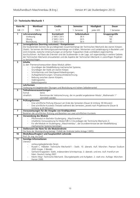 Modulhandbuch Maschinenbau (B.Eng.) - Fachbereich ...