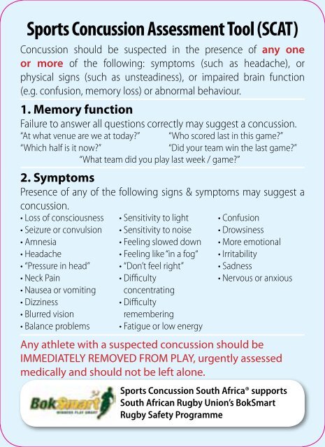 Sports Concussion Assessment Tool (SCAT)