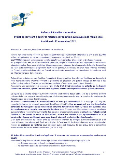 Lire l'intervention de Nathalie Parent - EFA