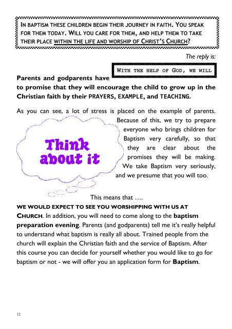 Baptism Leaflet - St James Church â Southam