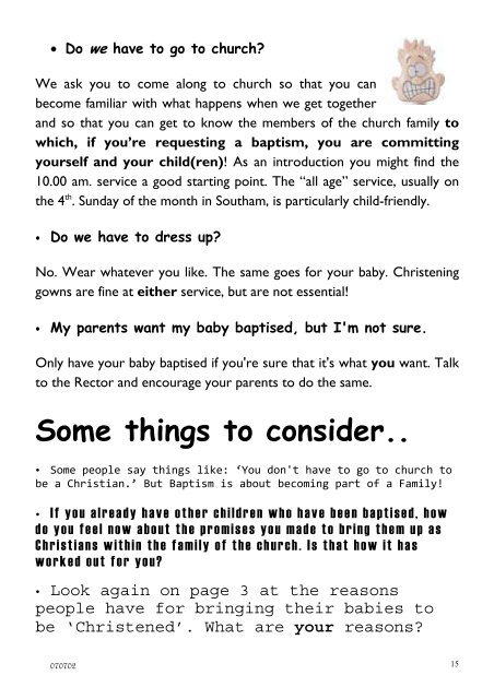 Baptism Leaflet - St James Church â Southam